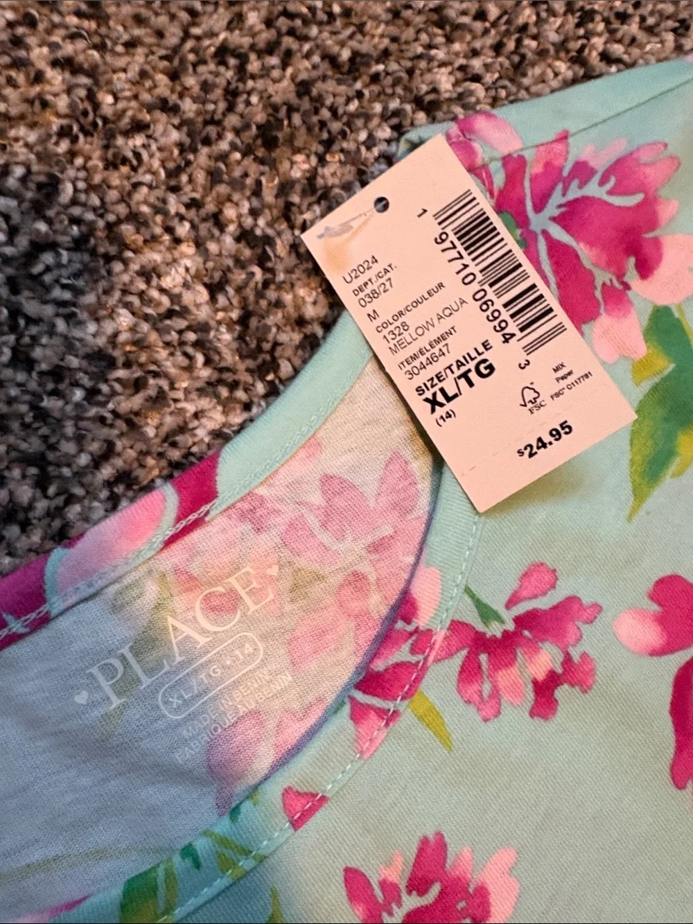 The Children's Place Mint Green Floral Short Sleeve Dress - Picture 2 of 3